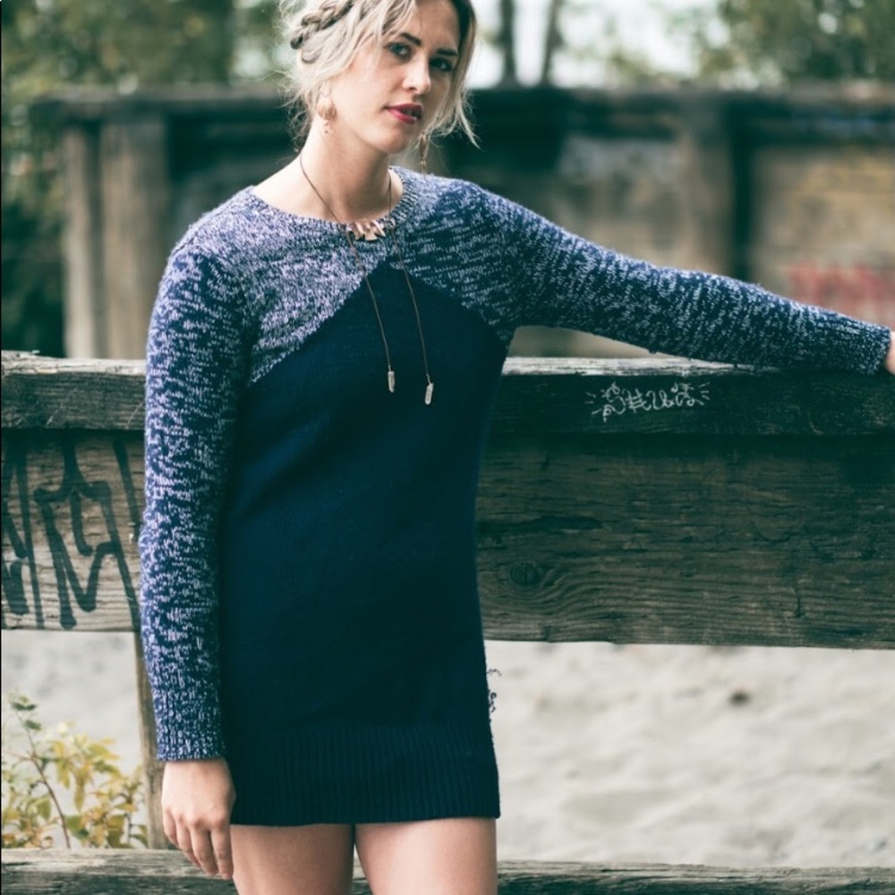 Vintage Cozy Blue Sweater Dress